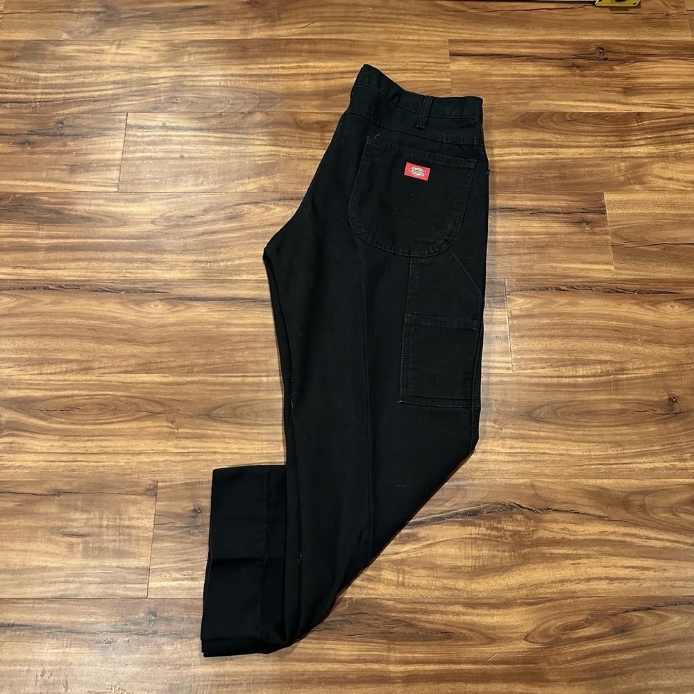 Dickies Pants Mens 36x32 Black Relaxed Fit Canvas Carpenter Workwear Utility